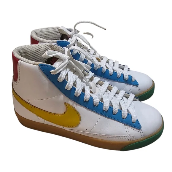 Nike Blazer Mid 77 Limited Edition Multicolor Mismatch Leather Sneakers - Picture 3 of 9